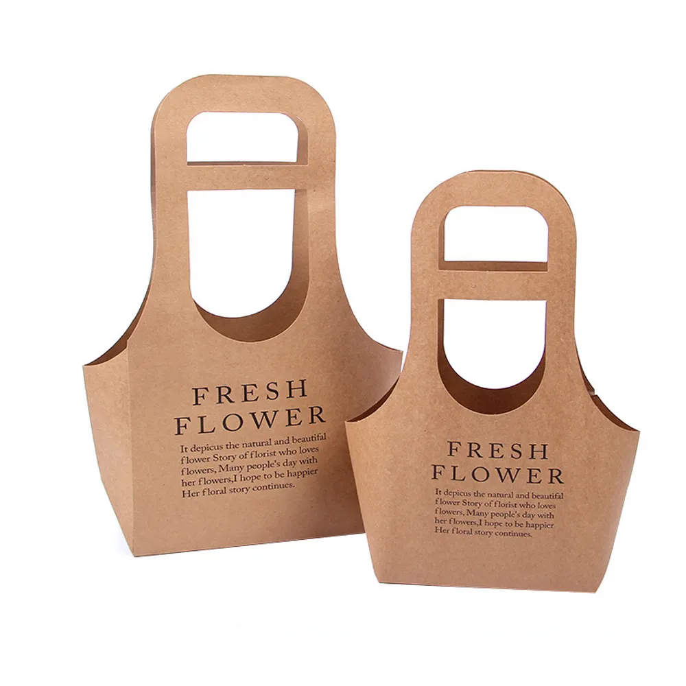 Bouquet Basket Hochzeits geschenk Florist Fresh Flower Carrier Bag Tragbare faltbare Blumen papier Packt asche