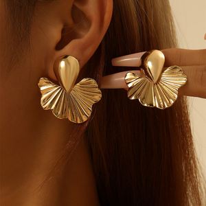 ต่างหูโลหะทรงเก๋ไก๋สไตล์พังก์ รูปทรงเปลือกหอยและใบบัว สำหรับสาวๆ - Product Image 1
