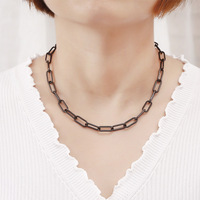 Nouveau Collier Chaîne à Maillons Tendance en Acier Inoxydable Noir Argenté, Plaqué Or 18K, Minimaliste et Élégant, pour Femme