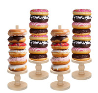 Support de présentation empilable en bois style ferme pour beignets, avec porte-desserts détachable
