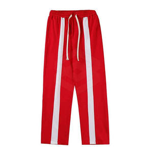 Custom Trousers High Quality Heavyweight Cotton Fleece Retro Side Stripe Streetwear <b>Mens</b> Straight Leg Sweatpants - Product Image 1
