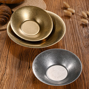 จานพาสต้าสแตนเลสสตีลวินเทจ ทรงลึก กลม สีพื้น สไตล์อินดัสเทรียล จานอาหารตะวันตก สำหรับโรงแรม งานเลี้ยงกาแฟ ชา - Product Image 1
