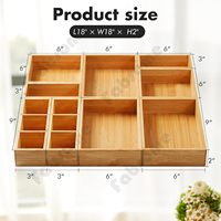 Ensemble de 9 organiseurs de tiroirs carrés vintage en bambou – Rangement léger et portable pour cuisine, salle de bain, bureau, maquillage, couverts et petits objets