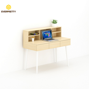 <span class=keywords><strong>Bureau</strong></span> de travail moderne en bois <span class=keywords><strong>multi</strong></span>-rangements avec étagères supérieures et 3 tiroirs - Durable et écologique pour le <span class=keywords><strong>bureau</strong></span>, l'appartement, l'auberge, l'hôtel - Product Image 1