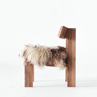 Fauteuil lounge en bois massif pour hall d'hôtel nordique, mobilier d'intérieur, salon, petit fauteuil d'appoint en peau de mouton de Mongolie pour chambre à coucher