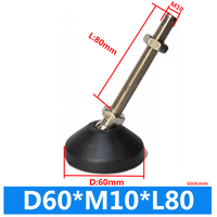 D60 * M10 * L80 Pieds réglables pour meubles Pied de nivellement réglable rotatif M10 avec base en nylon antidérapant Dia 60mm