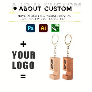 Porte-clés gadget portable promotionnel, support de téléphone portable en bois personnalisé avec logo - Product Image 3