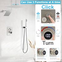 Système de douche à effet pluie de 12 pouces, ensemble de pommeau de douche à 3 fonctions avec robinet de douche et valve rugueuse pour salle de bain