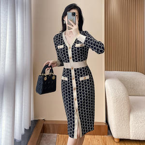 เดรสไหมพรมคอวีเล็กๆ ระบายอากาศได้ดี สไตล์วินเทจลำลอง <span class=keywords><strong>ล</strong></span>ายเรขาคณิตแบบฝรั่งเศส ทรงเอไ<span class=keywords><strong>ล</strong></span>น์ยาวค<span class=keywords><strong>ล</strong></span>ุมเท้า สำหรับฤดูใบไม้ร่วง-ฤดูหนาว ปี 2025 - Product Image 2