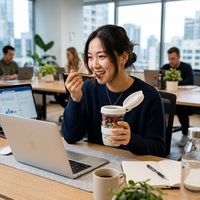 Tasse à petit-déjeuner portable avec couvercle et cuillère, récipient hermétique pour flocons d'avoine et yaourt, compatible micro-ondes, pour les trajets quotidiens au bureau