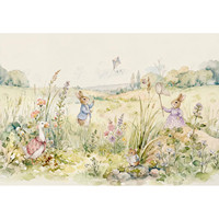 Art Déco Peter Rabbit Wildflower Impression par transfert thermique Personnalisable Murale murale Mignonne Poule Champêtre Campagne Chambre d'enfant