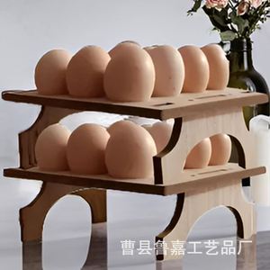 Wooden Egg Storage Rack Natural Color With Stand <b>Kitchen</b> Countertop Storage - Product Image 4
