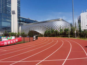 Pista de atletismo de caucho sintético impermeable, pista de correr prefabricada de altura de pila de 13mm, color azul cielo, a prueba de agua - Product Image 4