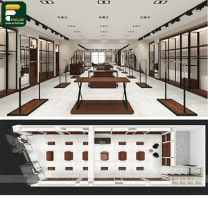 Modern Apparel Shop Display Rack Fashion Cabinet <b>Wall</b> Shelving Cashier Counter Boutique Lighting Fixture - Product Image 2