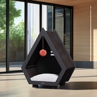 Maison pour chat en bois durable, moderne, luxueuse, écologique, mignonne, pour l'extérieur, toutes saisons, avec revêtement en sisal, autoportante