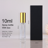 SUMEEAR Flacon de parfum carré transparent en verre épais de 10 ml avec vaporisateur rechargeable, atomiseur, boîte en papier sérigraphiée, diffuseur à bâtonnets parfumés