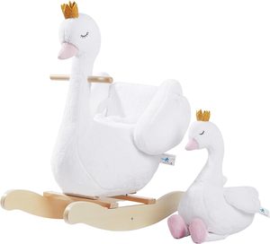 Cheval à <span class=keywords><strong>bascule</strong></span> pour enfants <span class=keywords><strong>Cygne</strong></span> blanc avec petite poupée en peluche Jouets Animal en peluche à <span class=keywords><strong>bascule</strong></span> en bois pour enfants de 6 mois Garçons et filles - Product Image 2