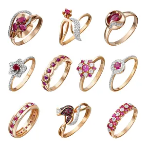 Stylish Charm Ring 14K Yellow Rose White Gold Ruby Diamond Custom Personalized OEM ODM Jewelry