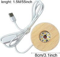 Lampe Usb 3D ronde ovale en bois, Base de lampe à Led de forme ronde, lumière blanche chaude, offre spéciale