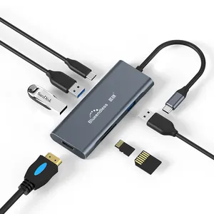 الألومنيوم نوع c 7 في 1 usb محول محور كومبو كاردر قارئ سائق مع SD TF قارئ بطاقات/1 PD /3 USB 3.0 واجهات