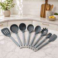 Ustensile de cuisine en silicone résistant à la chaleur, spatule, louche et cuillère à spaghetti en silicone antiadhésifs, outil de cuisson sûr pour la cuisine