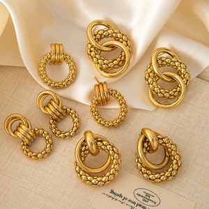 Nuovi Orecchini a Perno Geometrici Trendy in Acciaio Inossidabile Placcato Oro per Donna, <span class=keywords><strong>Gioielli</strong></span> che Non Sbiadiscono - Product Image 1