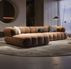 Kain Hijau Intermede Sofa Bentuk L Sofa Gaya Modern untuk Ruang Tamu