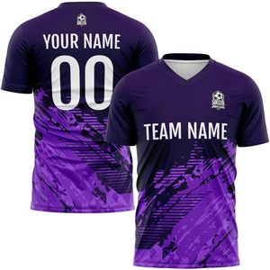เสื้อฟุตบอลแบบกำหนดเองสำหรับผู้ใหญ่ คอวี ระบายอากาศได้ดี พิมพ์ลายตามสั่ง พร้อมชื่อทีม เบอร์ เลข โลโก้ ชุดฟุตบอลส่วนตัว - Product Image 1