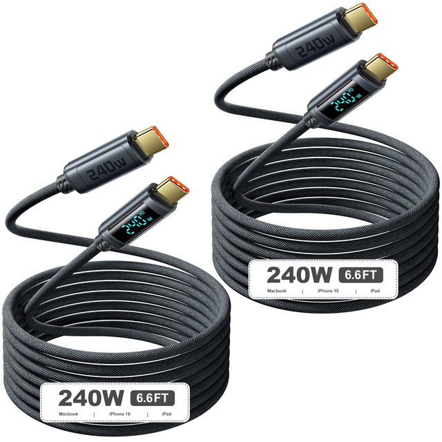 Toocki Professional 240W E-Marker Digital Display Cable USB-C to USB-C 480Mbps Transfer PD3.1 Certified Fast Charging