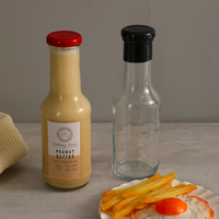 Bouteille en verre transparente de 310 ml (10 oz) pour miel, confiture, pâte BBQ, moutarde, ketchup, sauce, avec couvercle métallique à vis.