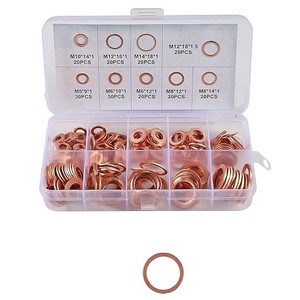 200 Piezas Juego de Arandelas de Cobre, Juntas, Tuercas y Pernos, Kit Surtido de Anillos Planos de Sellado con Caja M8 M10 M12 M14 para Tapones de Cárter - Product Image 6