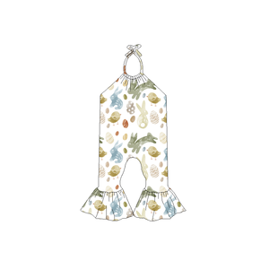 Gebreide bamboe romper met twee-weg rits, 200-220 gsm, herfst paashaas mode ruitpatroon, unisex voor baby's en peuters - Product Image 6