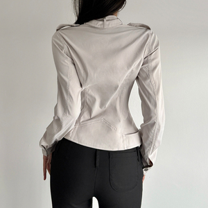Utility Stand Collar Zip <b>Jacket</b> Pocket Detail Solid Color Slim Fit Casual Outerwear <b>Women</b> - Product Image 4