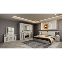 Ensemble complet de meubles de chambre à coucher turcs, lit double moderne avec cadre en bois, chambre d'adulte, ensemble de chambre à coucher de luxe en bois, taille king size