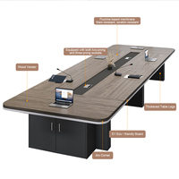 Table de salle de réunion commerciale sur mesure OEM ODM, grande table de conférence en bois avec gestion des câbles pour 20 personnes