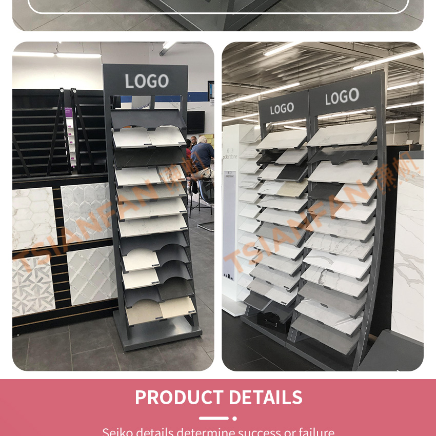 Tsianfan Heavy Duty Steel Standing Marble Mosaic Quartz Rack Display Stands Granite Ceramic Tile Tower Display Stone Floor Stand