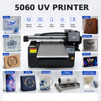 Impresora UV Plana Multifuncional A2 5060 DTF con Doble Cabezal XP600 CMYK Blanco y Barniz con Accesorio Rotatorio