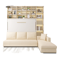 Lit escamotable moderne à double usage pour une chambre Lit rembourré multifonctionnel en tissu, pliable automatiquement, invisible et à rabat latéral pour la vie