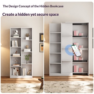 Solid Wood Hidden Compartment Floor-standing Bookcase Integrated Storage <strong>Cabinet</strong> <strong>for</strong> <strong>Small</strong> Apartment <strong>Living</strong> <strong>Room</strong> Bedroom-Simple - Product Image 5