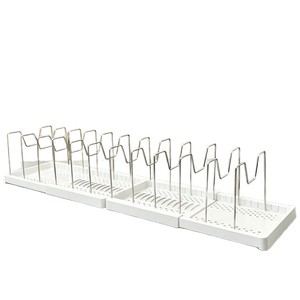 Étagère télescopique pour ustensiles de cuisine, 4 sections, extensible, intégrée au meuble, blanc et gris, organiseur d'ustensiles de cuisine - Product Image 1