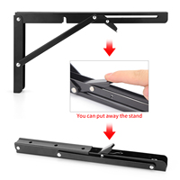 Support mural pliable en acier de 8 à 20 pouces avec revêtement en poudre noir/blanc pour table ou banc