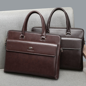 Large Vintage <strong>Briefcase</strong> Men's PU <strong>Leather</strong> Casual Man Handbag Coffee Fashion Shoulder Business Office Laptop 15 Inch Bag - Product Image 4