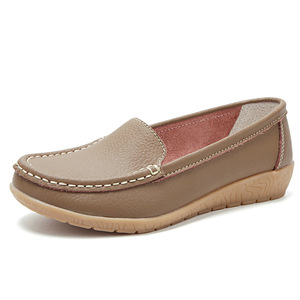 Mocassini da <span class=keywords><strong>donna</strong></span> taglie forti in vera pelle, piatti, per tutte le stagioni, con suola morbida, per donne <span class=keywords><strong>di</strong></span> mezza età e anziane, scarpe da mamma, scarpe da infermiera bianche - Product Image 5