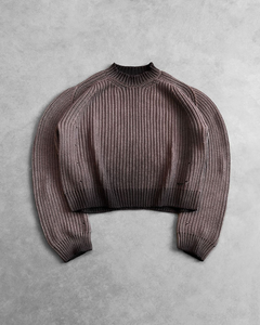 Maglione Vintage a Collo Alto in Maglia a Coste Lavata da Uomo, Pullover Personalizzato ODM con Spalle Cadenti per lo Street Style - Product Image 5