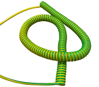 Câble de terre jaune-vert en cuivre avec pince crocodile, câble de mise à la terre, câble d'alimentation, câble spiralé