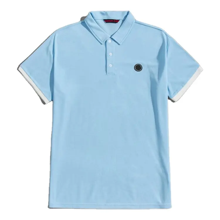 2021 wholesale custom logo preppy style men's T-shirt polo short sleeve high quality patchwork