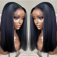 Peluca Bob Recta Transparente al Por Mayor 4*4 de 12 Pulgadas con Cabello Virgen Brasileño, Sin Pegamento, Línea de Cabello Natural, Doble Trama