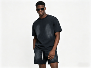 2026 Summer Heavyweight 320 GSM French Terry 100% Cotton Streetwear Vintage Acid Wash Shorts for Men - Product Image 3