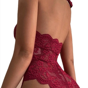 <span class=keywords><strong>Elegante</strong></span> Lingerie Americana Traforata in Pizzo con Tuta Trasparente e Seducente Taglio Aperto - Product Image 2