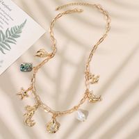 Collier pendentif en coquillage de mer en pierre CZ Perle naturelle Vente chaude Plaqué or Étoile de mer Baleine Charme de vacances d'été Collier pour filles